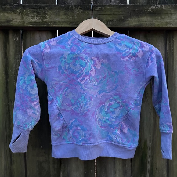 All In Motion Fleece Floral Purple Crewneck Long Sleeve Sweatshirt Size XS 4-5 - Picture 8 of 8